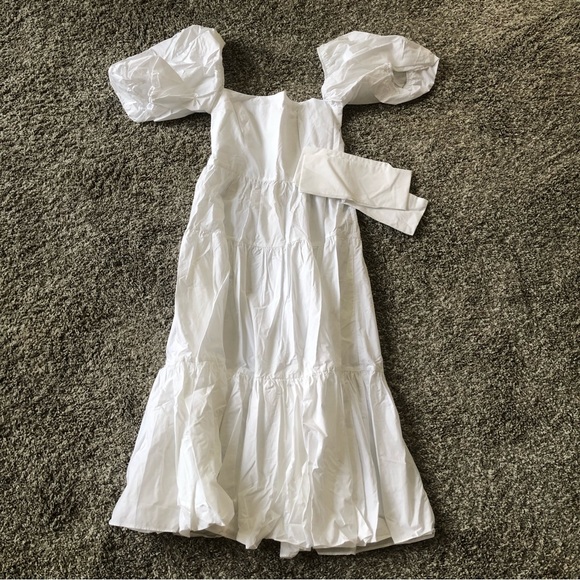 NEW Cara Cara Sydney Midi Cotton Dress - White Puff Sleeve Wedding Event - Picture 5 of 14